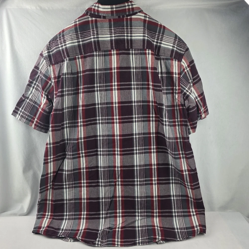 Men's Carhartt Relaxed Fit Button Down Plaid Shirt - XL Red and White N22 - Picture 3 of 4